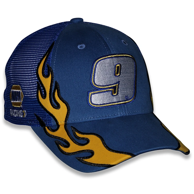 Casquette ajustable unisexe à damier bleu Chase Elliott NAPA Flame Trucker Sports