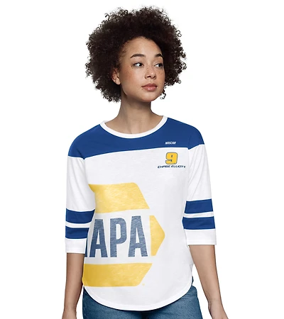T-shirt à manches 3/4 pour femme Starter White Chase Elliott Grand Slam