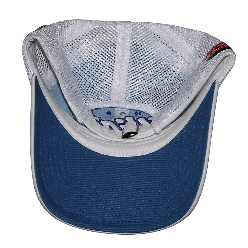 Casquette de camionneur ajustable Chase Elliott Pit Box bleu clair à damier pour femme