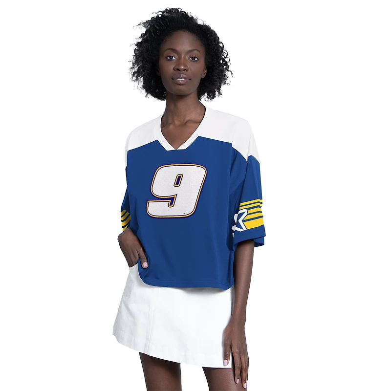 Haut à col en V bleu G-III 4Her par Carl Banks pour femme