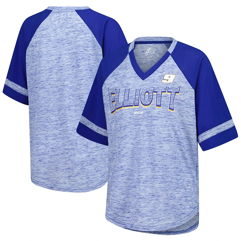 Women's G-III 4Her by Carl Banks  Heather Royal Chase Elliott Hall of Fame Oversized Raglan V-Neck T-Shirt