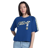 T-shirt raglan court classique G-III 4Her par Carl Banks Royal Chase Elliott pour femme, avec bordure dorée