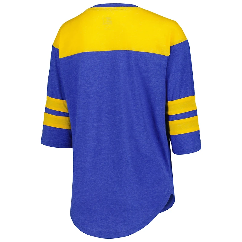 Women's Starter Royal Chase Elliott Full Back Block 3/4-Sleeve Tri-Blend Top