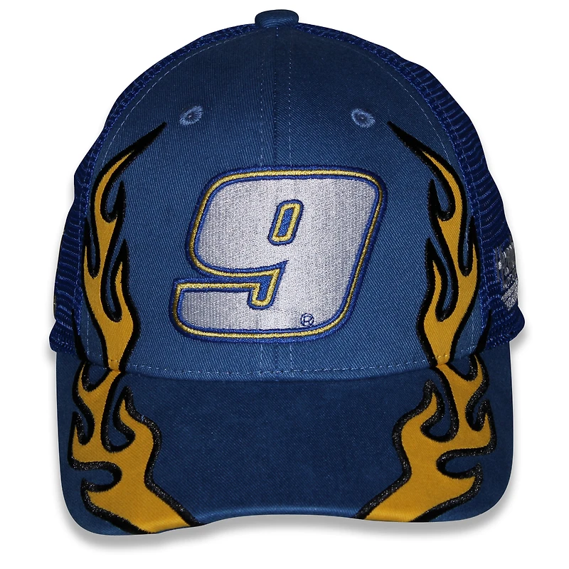 Casquette ajustable unisexe à damier bleu Chase Elliott NAPA Flame Trucker Sports