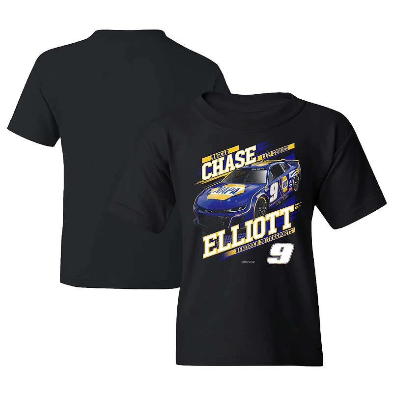T-shirt noir pour jeunes de la collection Hendrick Motorsports Team, Chase Elliott NAPA Car