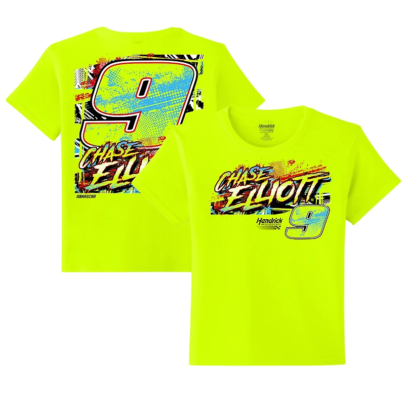 Youth Hendrick Motorsports Team Collection  Neon Green Chase Elliott Name & Number #9 T-Shirt