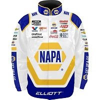 Veste d'uniforme en nylon à boutons-pression pour jeunes Hendrick Motorsports Team Collection Chase Elliott NAPA blanche