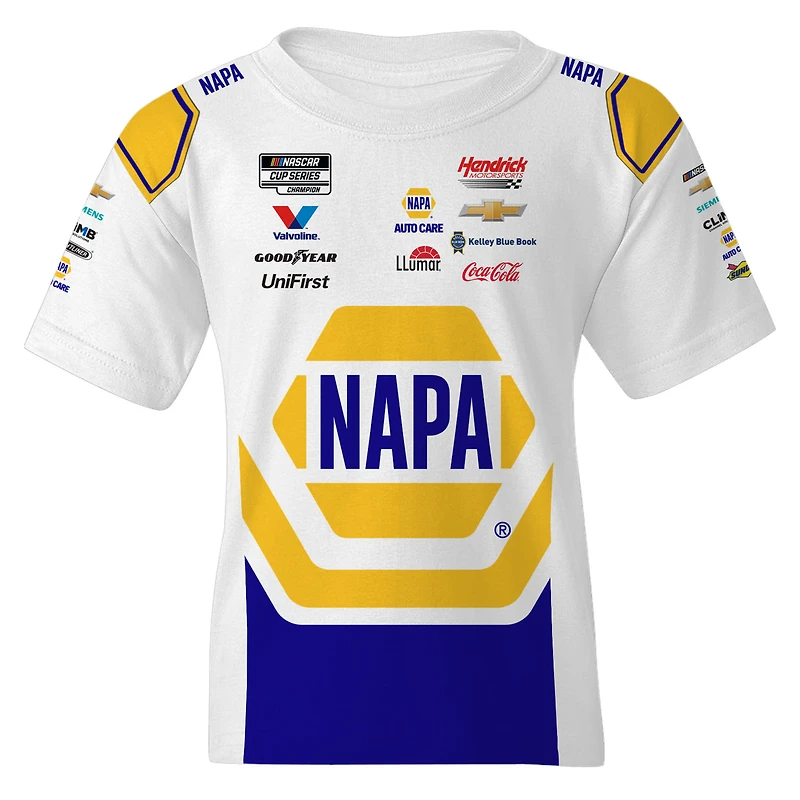 Youth Hendrick Motorsports Team Collection  White Chase Elliott NAPA Uniform T-Shirt