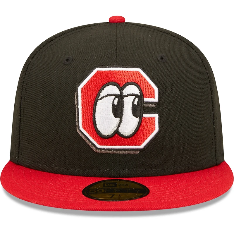 Casquette ajustée 59FIFTY Road Collection authentique Chattanooga Lookouts New Era pour homme, noire