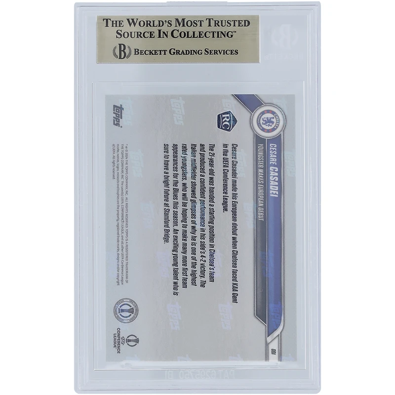 Cesare Casadei Chelsea 2024-25 Topps Now European Debut 03.10.24 #1 BGS Authenticated 10 Rookie Card - 9.5,10,10,10 Subgrades