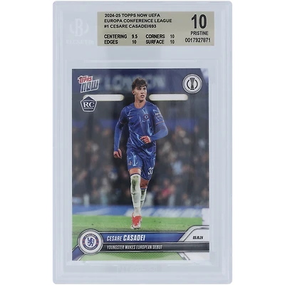 Cesare Casadei Chelsea 2024-25 Topps Now European Debut 03.10.24 #1 BGS Authenticated 10 Rookie Card - 9.5,10,10,10 Subgrades