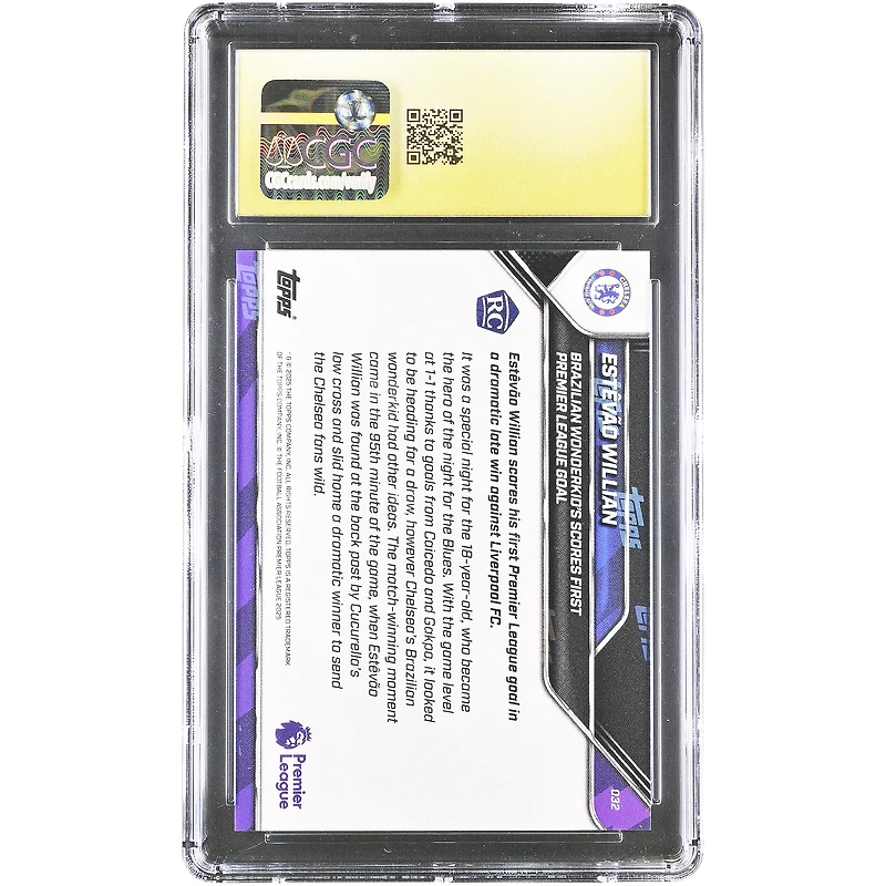 Estêvão Chelsea 2025-26 Topps Now Premier League Brazilian Wonderkid Scores First Premier League Goal #32 CGC Authenticated PRISTINE 10 Rookie Card