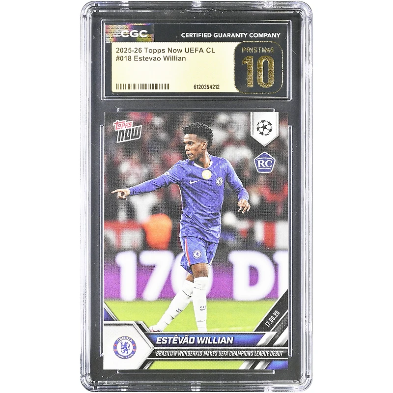 Estêvão Chelsea 2025-26 Topps Now UEFA CL Brazilian Wonderkid Makes UEFA Champions League Debut #18 CGC Authenticated PRISTINE 10 Rookie Card