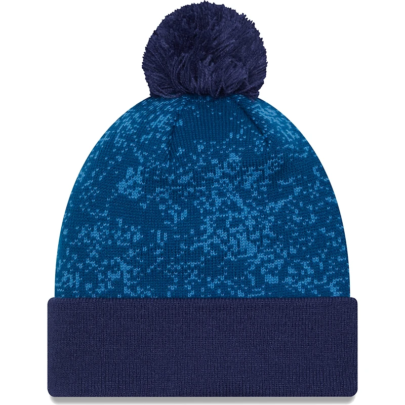 Men's New Era  Blue Chelsea Retro Allover Print Cuffed Knit Hat with Pom