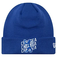 Men's New Era Blue Chelsea Wordmark Overlay Cuffed Knit Hat