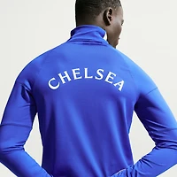 Haut de survêtement Nike Chelsea bleu Strike Dri-FIT à manches longues et fermeture éclair 1/4 pour homme