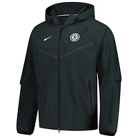 Sweat à capuche zippé Nike Chelsea Tech Fleece Raglan vert foncé pour homme