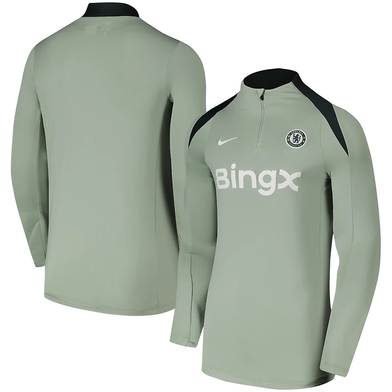 Men's Nike  Green Chelsea 2025/26 Strike Drill Raglan Quarter-Zip Long Sleeve Top