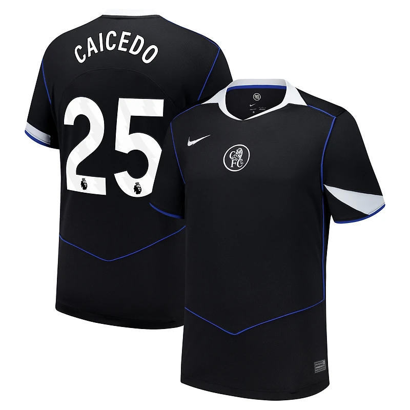 Maillot de joueur Nike Moisés Caicedo noir Chelsea 2025/26 troisième réplique pour homme