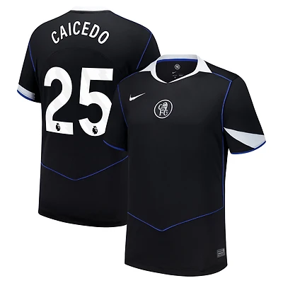 Maillot de joueur Nike Moisés Caicedo noir Chelsea 2025/26 troisième réplique pour homme