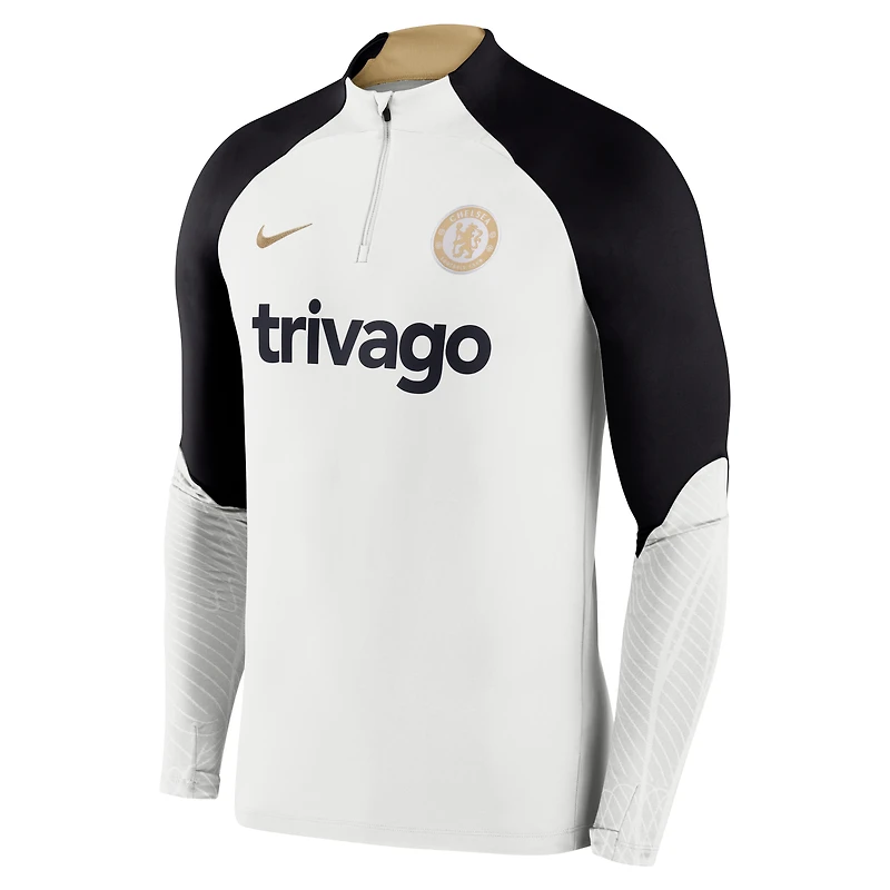 Haut à manches longues avec fermeture éclair quart de performance Nike Chelsea Strike Drill 2023/24 pour Homme - Blanc