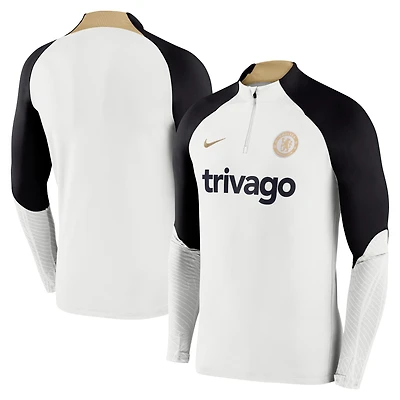 Haut à manches longues avec fermeture éclair quart de performance Nike Chelsea Strike Drill 2023/24 pour Homme - Blanc