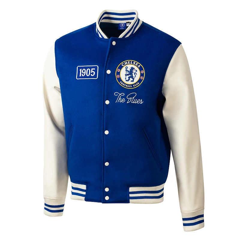 Veste universitaire Chelsea Free Kick en laine bleue pour homme Sport Design Sweden