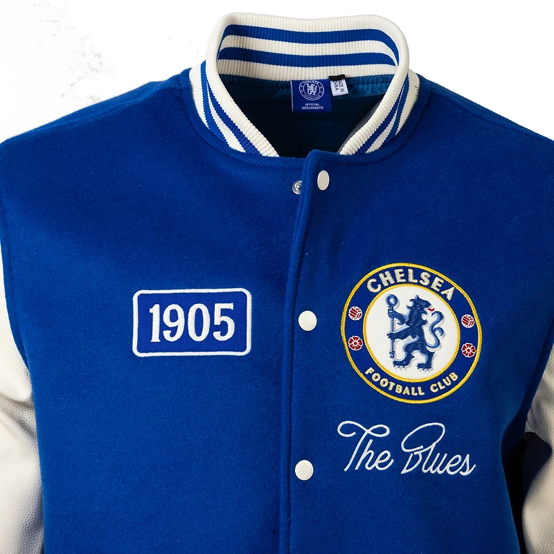 Veste universitaire Chelsea Free Kick en laine bleue pour homme Sport Design Sweden