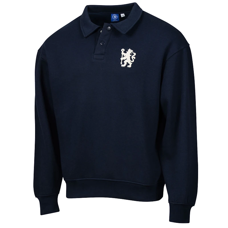Pull polaire rétro décontracté Chelsea bleu marine pour homme, design sportif suédois