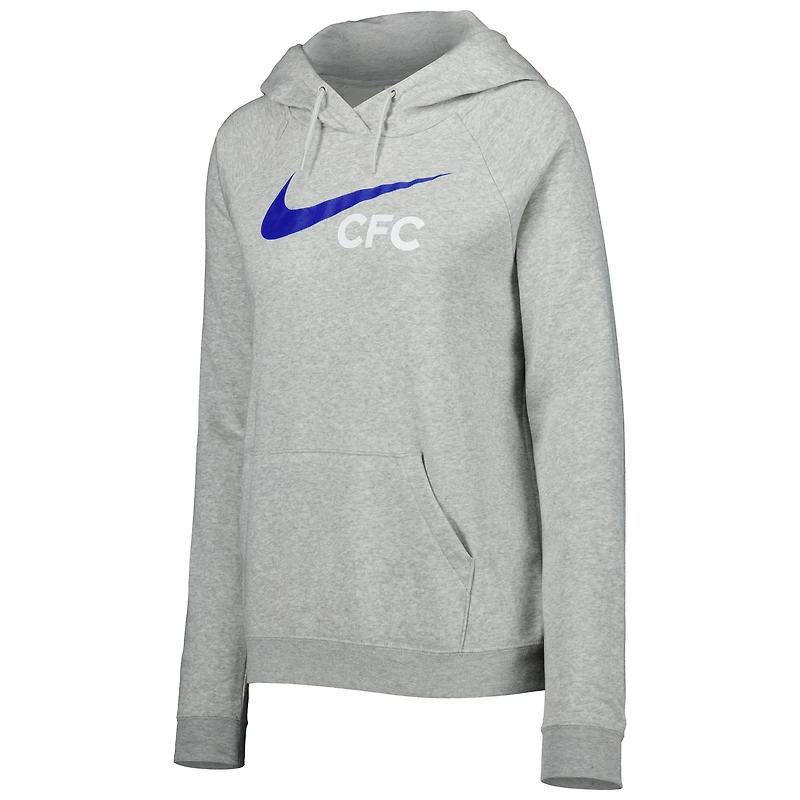 Sweat à capuche raglan Nike Chelsea Lockup Varsity Fleece gris chiné pour femme