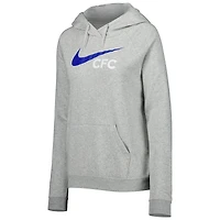 Sweat à capuche raglan Nike Chelsea Lockup Varsity Fleece gris chiné pour femme