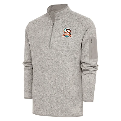 Men's Antigua  Oatmeal Bowie Baysox Fortune Quarter-Zip Pullover Jacket