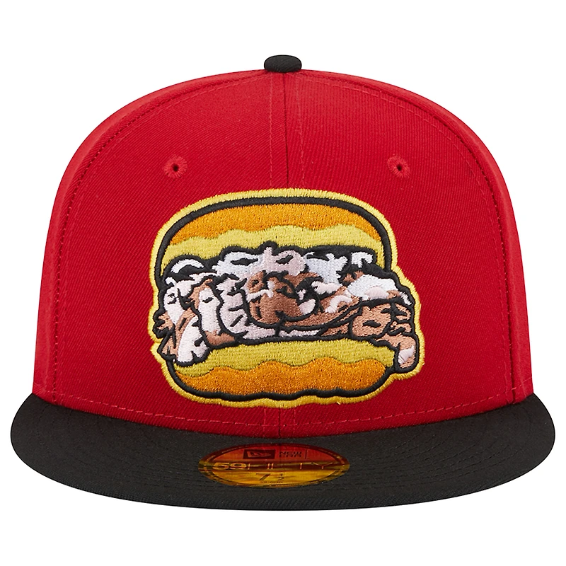 Casquette ajustée 59FIFTY Bowie Baysox Theme Nights Pit Beef New Era rouge pour homme