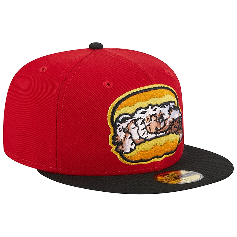 Casquette ajustée 59FIFTY Bowie Baysox Theme Nights Pit Beef New Era rouge pour homme