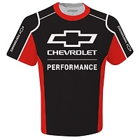 T-shirt noir à damier pour homme, motif sport Chevrolet