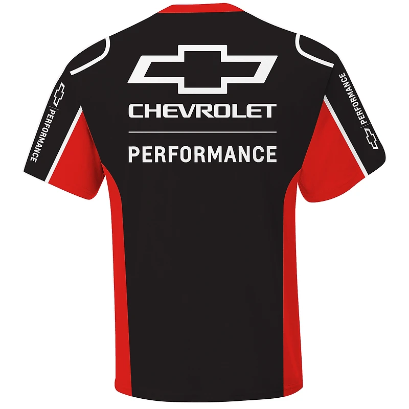 T-shirt noir à damier pour homme, motif sport Chevrolet