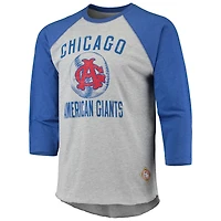 Men's Stitches Heathered Gray/Royal Chicago American Giants Negro League Wordmark Raglan 3/4-Sleeve T-Shirt