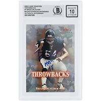 Brian Urlacher Chicago Bears Autographed 2000 Fleer Tradition Throwbacks #7 Beckett Fanatics Witnessed Authenticated 10 Rookie Card with "HOF 18" Inscription
