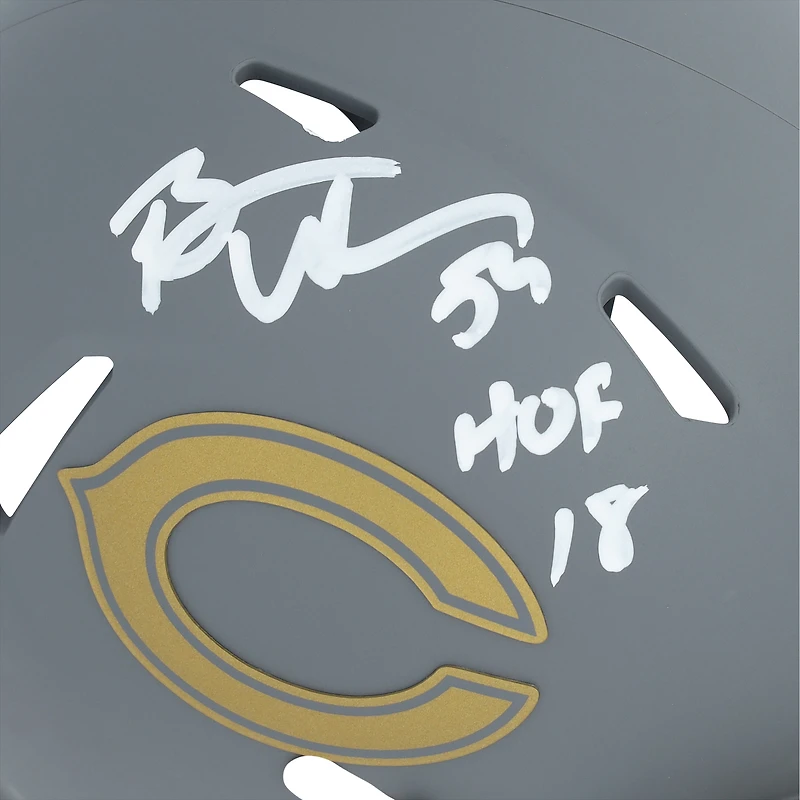 Brian Urlacher Chicago Bears Autographed Riddell 2024 Slate Speed Mini Helmet with "HOF 18" Inscription