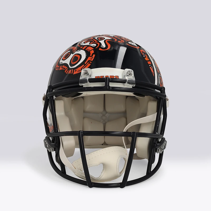 Casque Riddell Speed ​​Authentic autographié par Brian Urlacher (Chicago Bears) avec inscription « HOF 18 » - Illustration par Distortedd - Édition limitée n° 1/1 - WN55916779