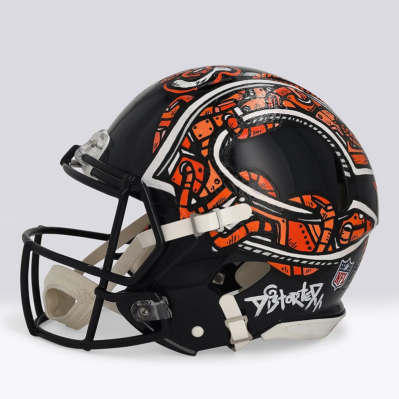 Brian Urlacher Chicago Bears Autographed Riddell Speed Authentic Helmet with "HOF 18" Inscription - Art by Distortedd - Limited Edition #1/1 - WN55916779