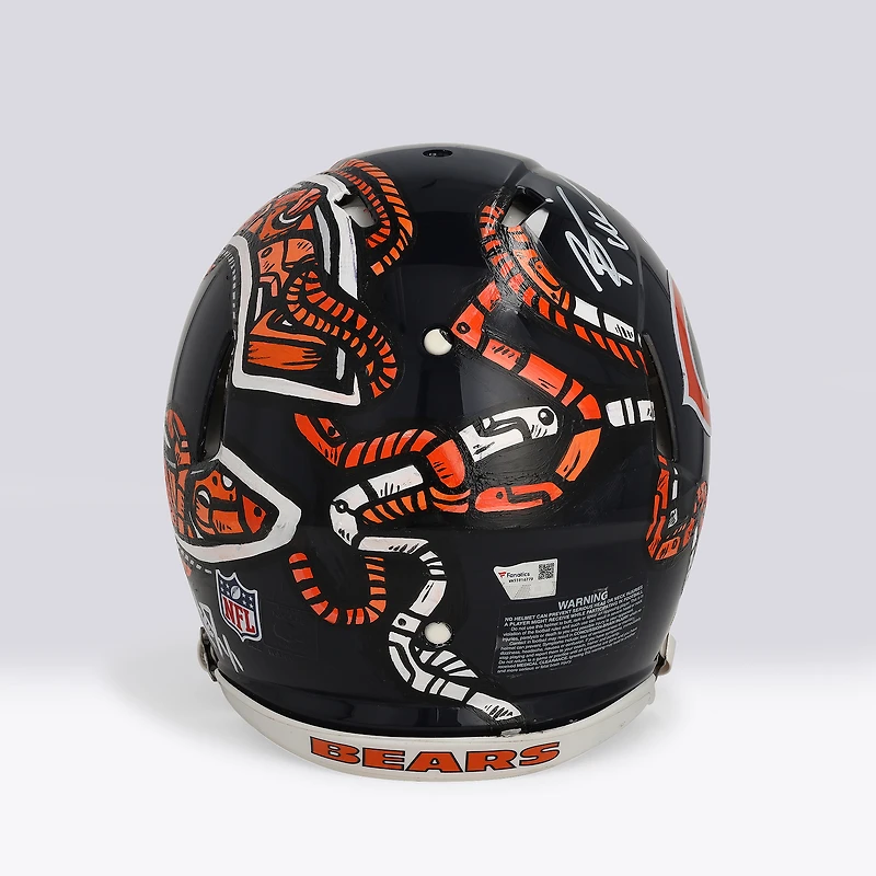 Brian Urlacher Chicago Bears Autographed Riddell Speed Authentic Helmet with "HOF 18" Inscription - Art by Distortedd - Limited Edition #1/1 - WN55916779