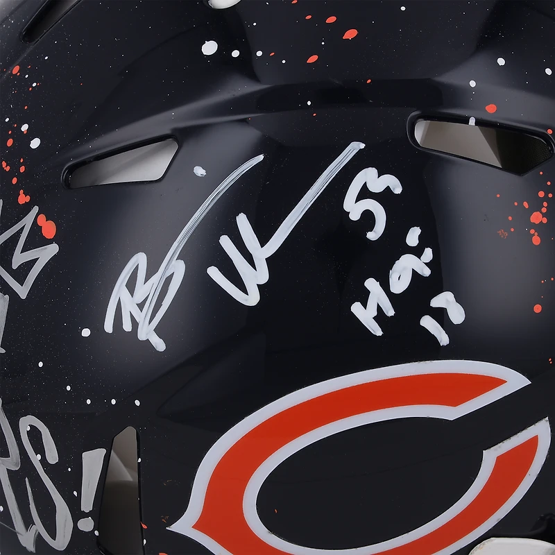 Brian Urlacher Chicago Bears Autographed Riddell Speed Authentic Helmet with "HOF 18" Inscription - Art by King Saladeen - Limited Edition #1/1 - WN55915777