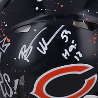 Brian Urlacher Chicago Bears Autographed Riddell Speed Authentic Helmet with "HOF 18" Inscription - Art by King Saladeen - Limited Edition #1/1 - WN55915777