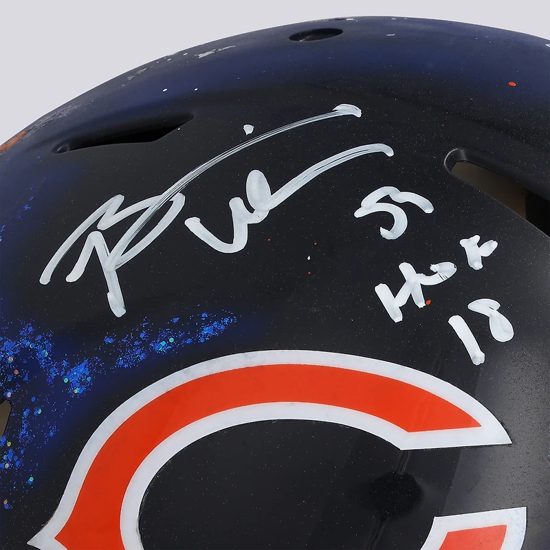 Brian Urlacher Chicago Bears Autographed Riddell Speed Authentic Helmet with "HOF 18" Inscription - Art by Lady JDay - Limited Edition #1/1 - BB14002080