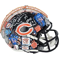 Brian Urlacher Chicago Bears Autographed Riddell Speed Mini Helmet with "HOF 18" Inscription - Art by Charles Fazzino - WN55916213