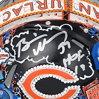 Brian Urlacher Chicago Bears Autographed Riddell Speed Mini Helmet with "HOF 18" Inscription - Art by Charles Fazzino - WN55916213