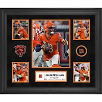 Collage encadré de 5 photos de 20" x 24" de Caleb Williams Chicago Bears avec un morceau de football utilisé lors du match
