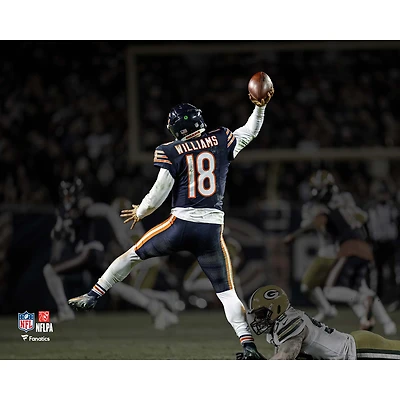 Caleb Williams Chicago Bears Unsigned 2025 NFC Wild Card Round 4th Down Pass Spotlight Photograph