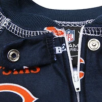 Chicago Bears Toddler Piped Raglan Full Zip Coverall - Navy Blue